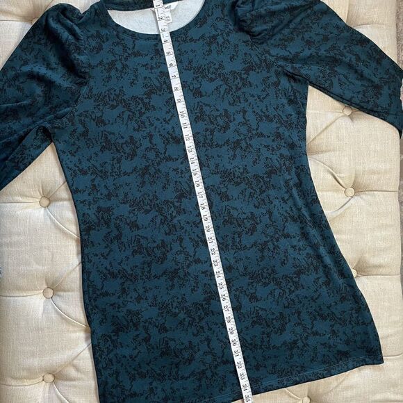 NINE WEST XXL DARK GREEN Black Snake Long Puff Balloon Sleeve Sweater Dress - Picture 11 of 13